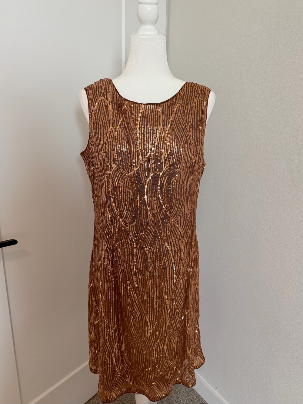 Grace Karin Copper Sequin Sleeveless Shift Dress